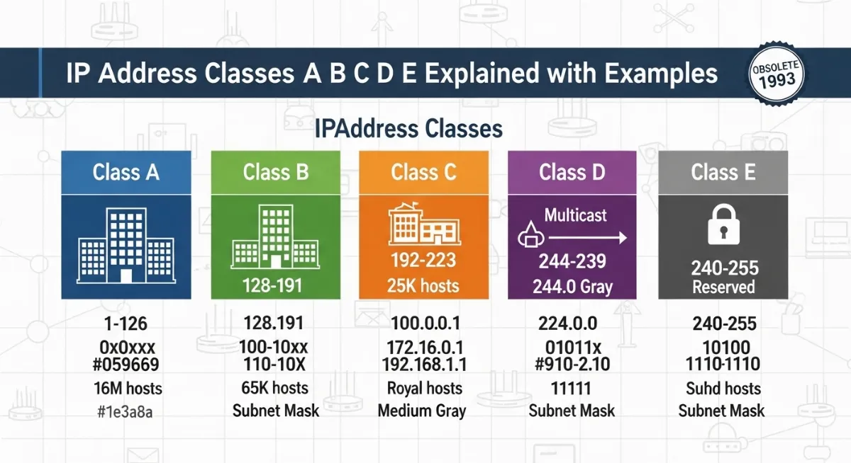 IP Address Classes A B C D E Explained: Guide 2026