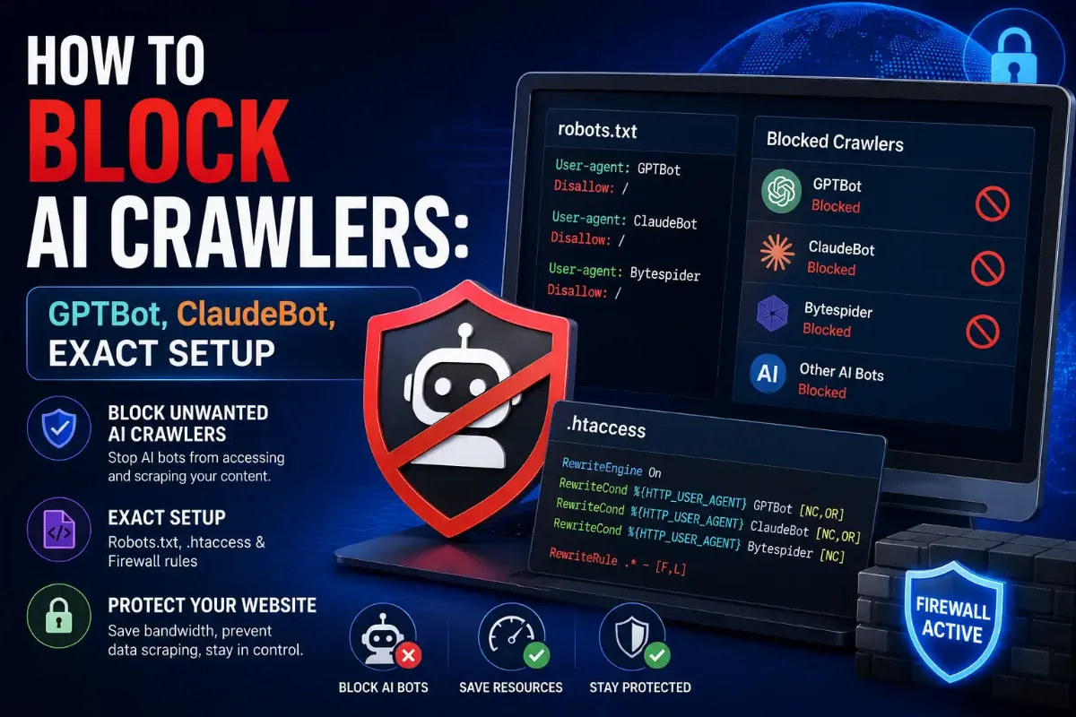 How to Block AI Crawlers GPTBot, ClaudeBot, Exact Setup
