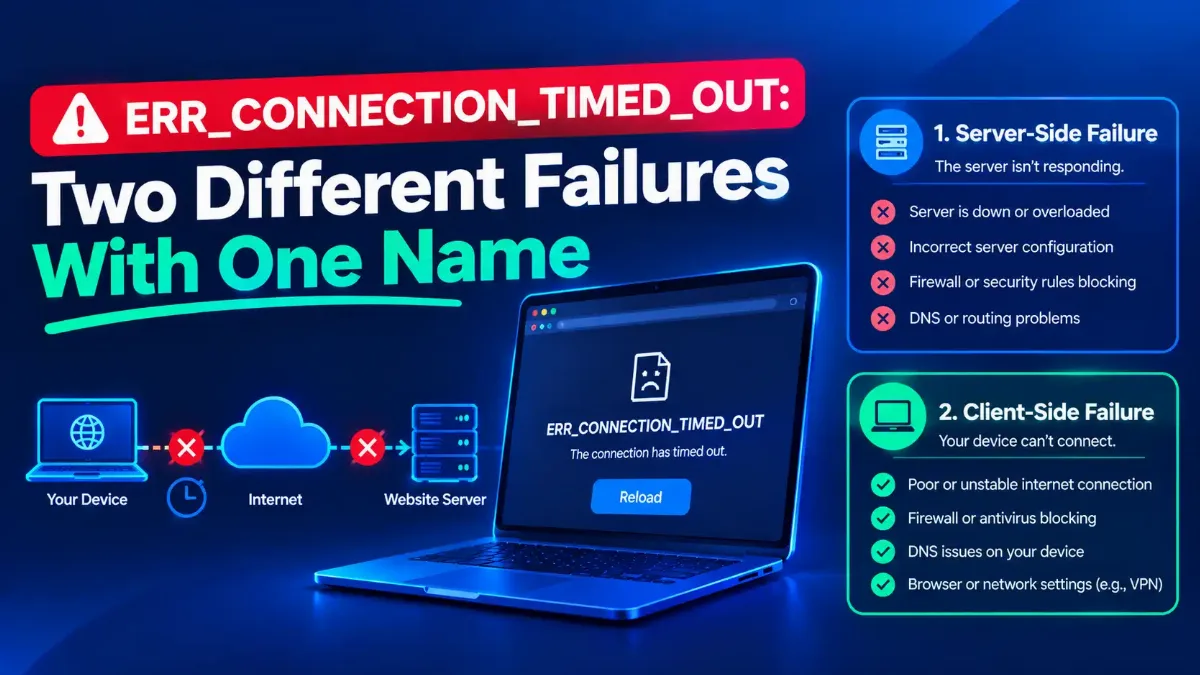 ERR_CONNECTION_TIMED_OUT: Two Failures, One Error Name