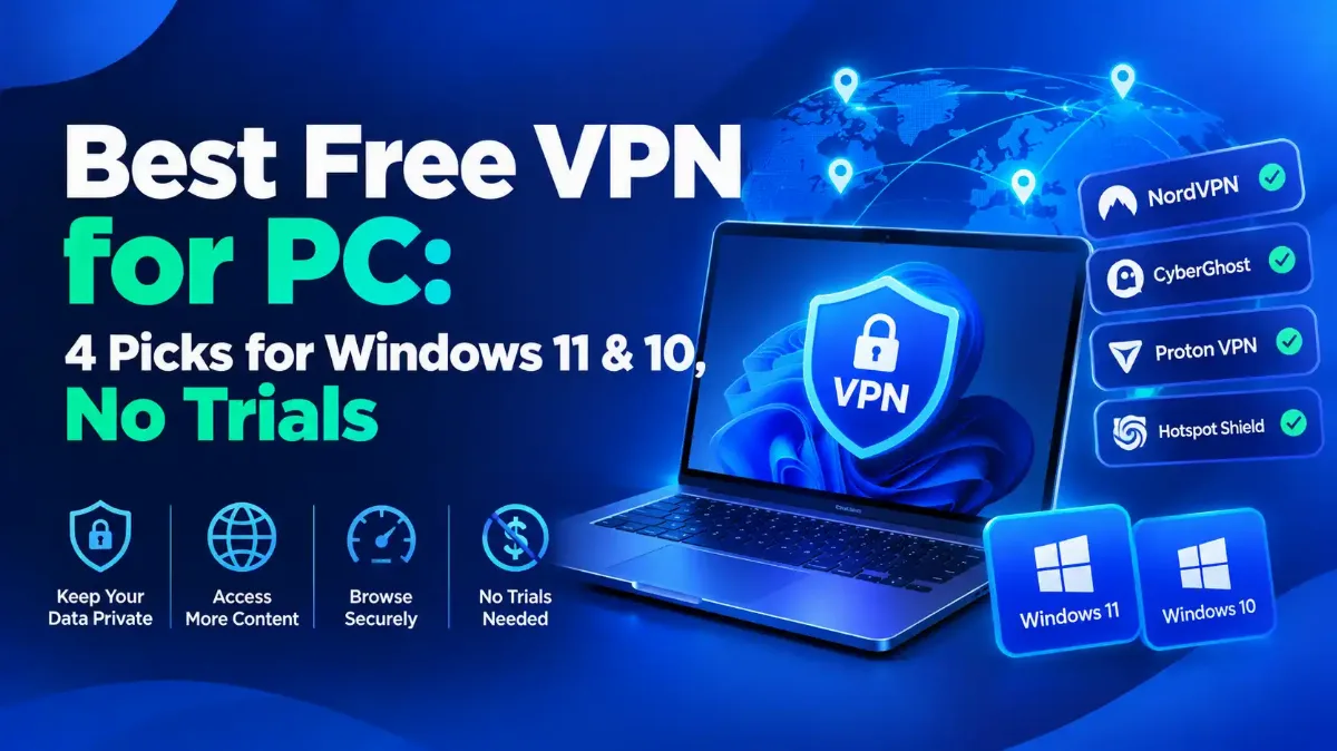 Best Free VPN for PC: 4 Picks for Windows 11 & 10, No Trials